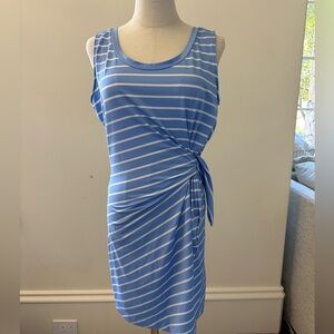 Vineyard Vines Performance Dress Medium Blue White Striped Sankaty
